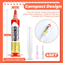 Treela 4 Pack 10ml 8341 No Clean Solder Flux Paste, 10cc Solder Flux Syringe for Electronics Soldering, Tin Soldering, Rosin Paste for Electronics Desoldering Repair Circuit Board Electrical Component