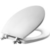 Plexon Toilet Seat with Chrome Hinges, Round, Durable Enameled Wood,