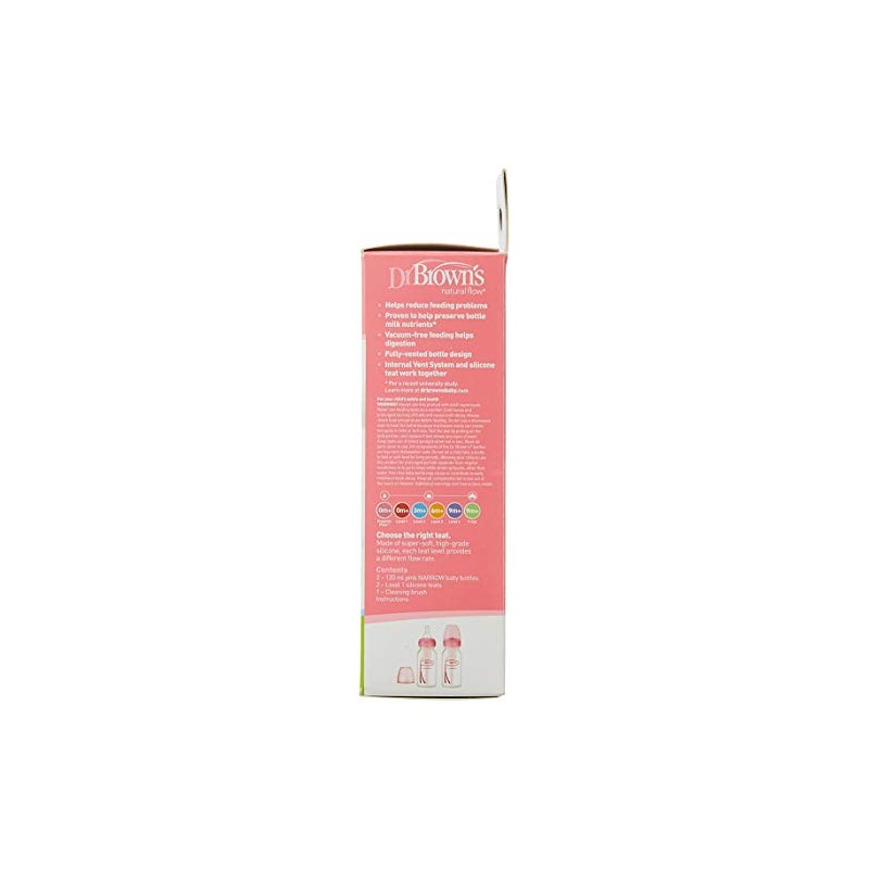 Dr. Brown's Biberón estándar 4 oz. Options+ rosa