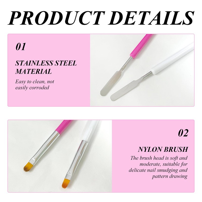 4 Pieces Of Double-Head Manicure Tools, Nail Smudge Brush, Multi-Function