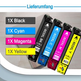 Pack of 4 603xl Multipack Compatible with Epson 603 603XL for XP-2100 XP-2105 XP-2155 XP-3100 XP-3105 XP-3150 XP-3155 XP-4105 XP-4155 WF-2810 WF-2820 WF-2830 WF-2830 WF-2830 WF-22 835 WWF-, 2840