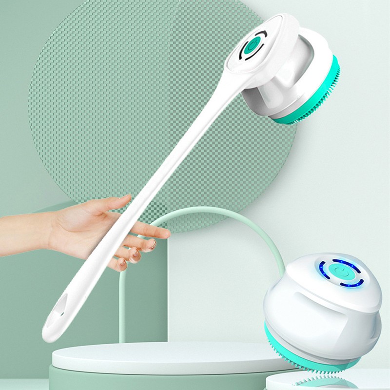 Electric Body Brush Set Rechargeable Long Handle Scrubber Shower Brush