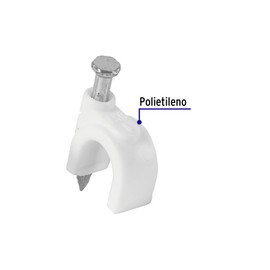 Volteck GCU-8BG, Bolsa con 500 grapas blancas de 8 mm para cable redondo