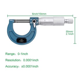 Outside Micrometer, 0-1" Machinist Micrometer, 0.0001" Graduation Micrometer Set, Alloy Precision Micrometer, Machinist Tool, Micrometer Standard with Case