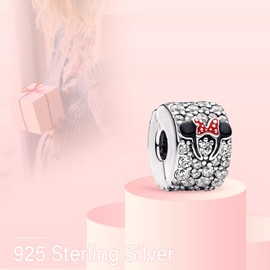 MITSOKU Cartoon Rat Clip Charm 925 Sterling Silver Women Bracelet Necklace Christmas Pendant Valentine's Day Mother's Day Girls Gift, Cubic Zirconia