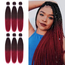 Pre Stretched Braiding Hair 22 Inch 6 Packs Professional Soft Yaki braiding Hair For Braids Hot Water Setting Synthetic Crochet Hair Extensions(1B/Bug)