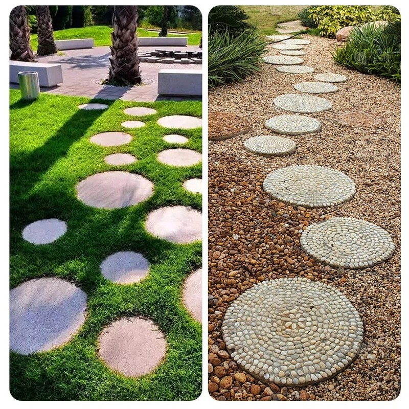 6 Pcs Round Stepping Stone Molds, 3 Size Reusable Cement