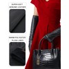 VIKIDEER Elegant Winter Black Long Leather Gloves for Women Full