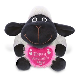DolliBu Happy Mother's Day Super Soft Plush Black Nose Sheep - Cute Stuffed Animal with Pink Heart Message for Best Mommy, Grandma, Wife, Daughter - 6 Inches