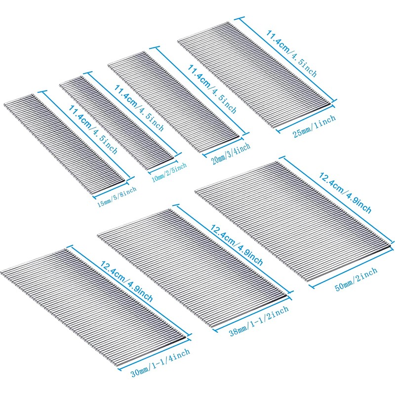 Breezliy 2100 PCS Brad Nails 7 Sizes multi-Length Galvanized Straight