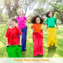 TITGIPE Potato Sack Race Bags - 32PCS Outdoor Games Sack Race Bags for Adults and Kids,3 Legged Race Bands,Egg Spoon Relay Race,Bean Bag Toss,Party Games for Kids,Field Day Games for Adults