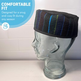 Thorness Handmade Nepalese Wool Black Smoking Cap, Lightweight, Stylish, with Traditional Tibetan Accents, Size 59cm, large