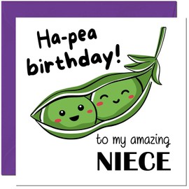 Niece Birthday Card for Men Women Cute Pea Funny Birthday Cards for Niece