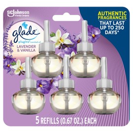 Glade Plug-in Oil Refill Refill (0.7 fl oz (19.8 ml), Pack of 5, Lavender & Vanilla Glade Plugins Scented Oil Lavender & Vanilla 5 Refills