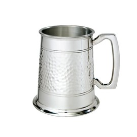 Wentworth Pewter - Half Hammered 1 Pint Pewter Tankard (Hammered Pattern Tankard)