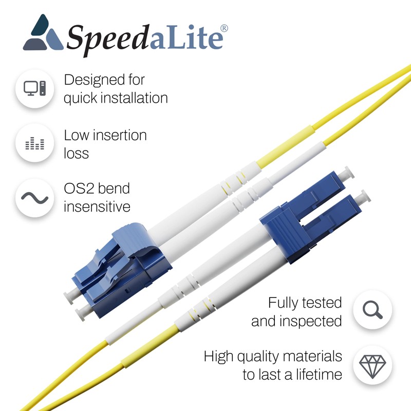 SpeedaLite 15M LC to ST Fiber Patch Cable OS2 Singlemode