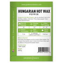 Hungarian Hot Wax Pepper Seeds for Planting Heirloom Non-GMO Hungarian Hot Wax Peppers Plant Seeds for Home Garden Vegetables Makes a Great Gift for Gardening by Gardeners Basics