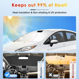 BSTW Auto Sonnenschutz für Ford Fiesta MK7 (2008-2016) – Faltbare Windschutzscheiben-Abdeckung mit Wärmeisolierung & UV-Schutz | Passend für Ford Fiesta MK7 ST