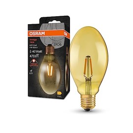 OSRAM Vintage 1906 Classic Oval FIL LED Lamp, E27, Oval Shape, Gold, 4W, 400lm, 2400K, Warm White Comfort Light Colour, Very Low Energy Consumption, Long Life
