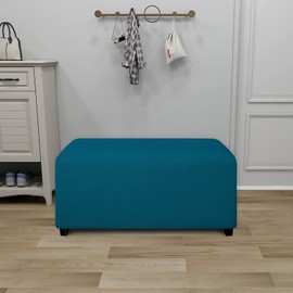 PureFit - Funda otomana rectangular súper elástica para taburete de pie y muebles de almacenamiento plegables, con parte inferior elástica antideslizante (grande, azul pavo real)
