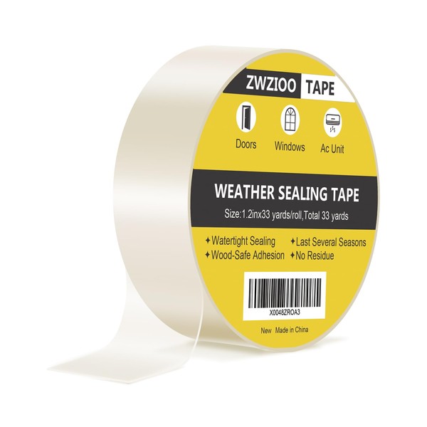 ZWZIOO Window Weather Sealing Tape, 1.2 Inch x 33 Yards