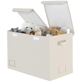 GRANNY SAYS Toy Chest with Lids, Foldable Toy Storage Organizer with Handles, Stuffed Animal Storage for Nursery Room Playroom, Living Room, Large Toy Box for Boys and Girls, Light Brown