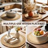 10PC 15-inch Large Round Hand-Woven Natural Placemats | Boho Rustic