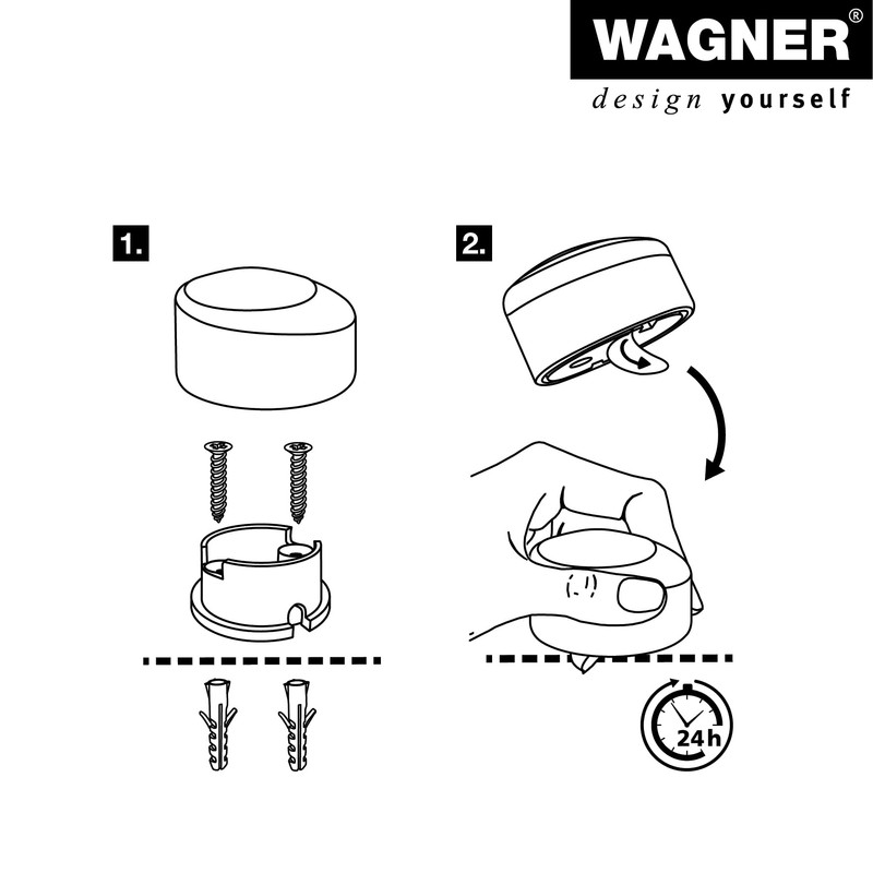 WAGNER Design-Boden-Türstopper SCREW OR GLUE / Schrauben oder Kleben -