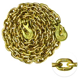 YATOINTO G80 Transport Binder Chain 3/8 Inch x 20 Foot Safety/Binder Chain with Clevis Grab Hooks 7,100 lbs Safe Working Load Logging Chain for Transporting Towing Tie Down Binding Equipment