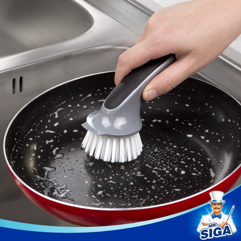 MR.SIGA Pot and Pan Cleaning Brush, Dish Brush for Kitchen,