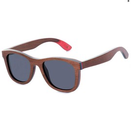 Women Skateboard Wood Sunglasses Polarized Men Sun Shades with Bamboo Case UV Protection Glasses (Brown, Gray)