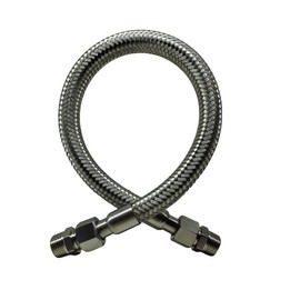 Industrial Grade Compressor Jumper Hose, 1/2" NPT Male x 20" Length, 750°F，450 PSI，Both Sides Fittings Rotate Freely，Flexible Whole body Stainless Steel Metal Hose