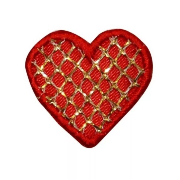 Unbranded ID 0065B Red Heart Gold Lattice Patch Card Suit