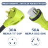 AOWEITOUR 30 Amp to 50 Amp RV Locking Adapter Cord,