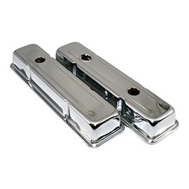 Assault Racing Products A9518 Small Block Chevy Chrome Short Steel Valve Covers with Oil Cap Hole SBC 283 305 327 350 400