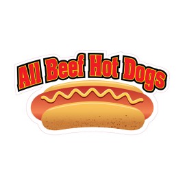 genetic/unbranded Food Truck Decals All Beef Hotdogs Restaurant & Food Concession Sign Red - 24 in on Longest Side