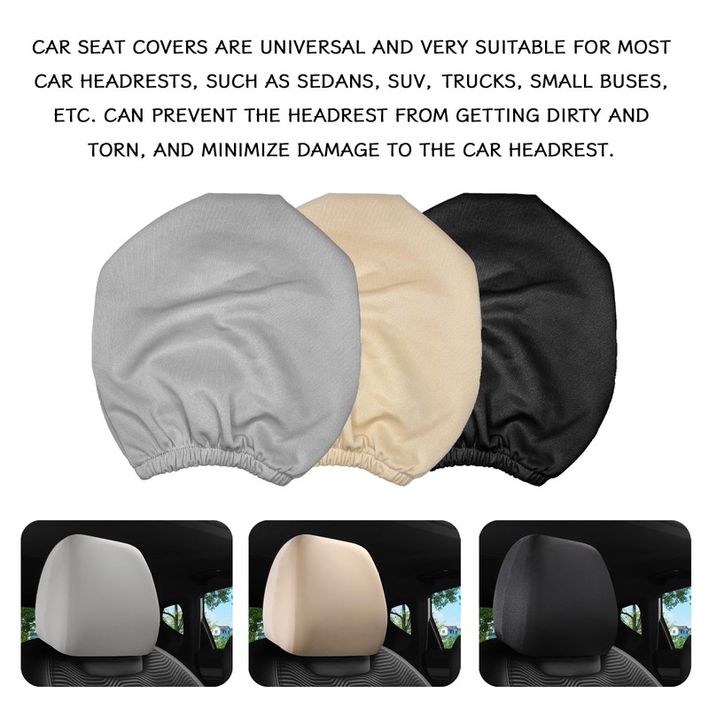 SamWinGear 2PCS Car Headrest Cover Universal Stretchy Fabric Head Rest