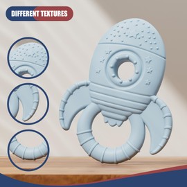 YOOTADO Baby Teething Toys for Babies 0-6 Months, Baby Teethers for Babies 3-6 6-12 Months Silicone Baby Chew Toys Gifts for Must Haves, BPA Free Rocket