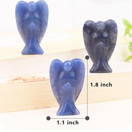 QLRSUXN Blue Aventurine Angel Crystal Statue,Hand-Carved Polished Angel Figurines Healing Crystal Decor,Blue Cute Guardian Angel,Home Office Decoration Christmas Meditation Spiritual Gifts for Women