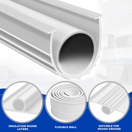 DGSL Garage Door Seals Bottom Rubber Weather Stripping Sealing Strip Replacement, Universal Weatherproof Threshold Buffering (20 Ft, White)