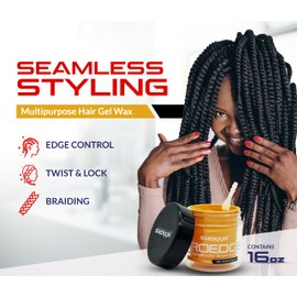 INNOVATION SMOKKIN Pro Edge Hair Styling Gel - Type Free Alcohol Free, Stylish Hair Gel with Strong Water Based Pomade (Melon 16 Fl oz)