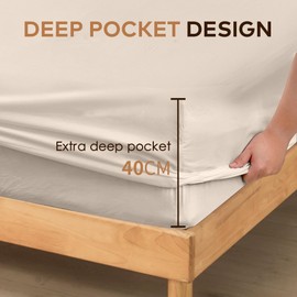 LINENOVA King Single Fitted Sheet – 100% Vintage Washed Cotton - Naturally Soft & Breathable, 40cm Deep Pocket – Warm Sand, 1 Piece