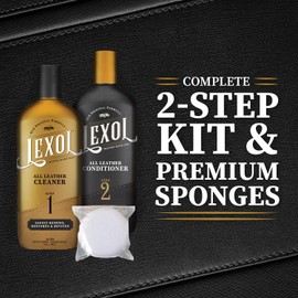 Lexol Leather Conditioner and Cleaner Kit by Lexol, Use on Furniture, Car Interiors, Shoes, Handbags, Includes 2 Application Sponges, Two-Step System, 16 oz Each