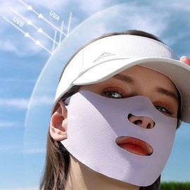Mouth-Open Golf Cool Face Mask for UV Protection (Golfing & Hiking) Jogging White 4ea
