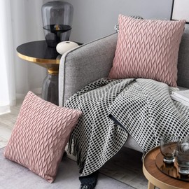 Sunia Cushion Covers Pack of 2, Original Striped Velvet Cushion Covers for Home Bedroom Decor