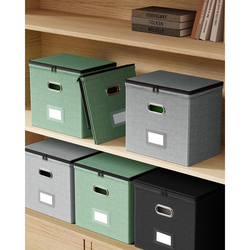Oterri 2 Pack File Organizer Boxes with Lids, File Box