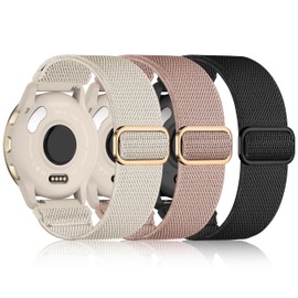 Wizvv 18mm Nylon Sport Elastic Bands Compatible with Garmin Vivoactive 4S, Venu 3S/2S Watch Band, Forerunner 265s/255s, 3 Pack Fabric Loop Wristband Strap Replacement for Men and Women