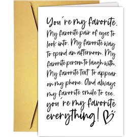 Supoeguk Romantic Poem Anniversary Card for Men, Birthday Card for Boyfriend Husband, Love Card for Him, You Are My Favorite Everything