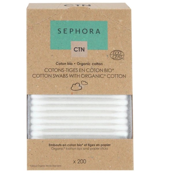 Sephora Organic Cotton Swabs 200 Count Box Vegan New In