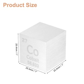 uxcell Cobalt Cube, 1 Inch High Density Metal Element Cube Metal Density Cube for Chemical Elements Collection Science Education Experiment Application, Silver